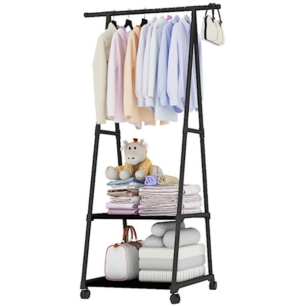 Штендер со Полици и Тркала - Црн