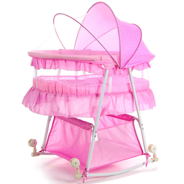 Креветче - Лулка со Заштитна Мрежа и Корпа (Pink Polka Dots)